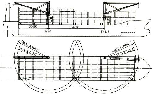 Arrangement of marine cranes