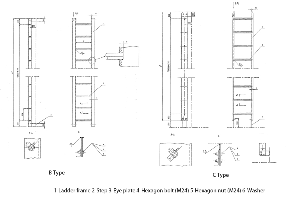 B and C Type Cargo Hold Vertical Ladders