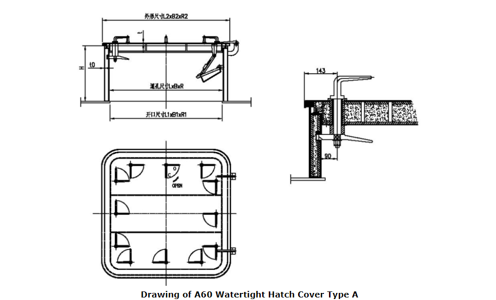 Class A60 Watertight Steel Hatch Cover