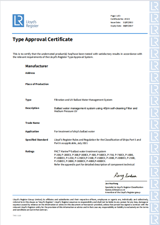 Comparison between USCG and IACS Certifications for Ballast Water Management Systems 